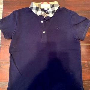 Boys Burberry Polo Size 7Y, navy blue.